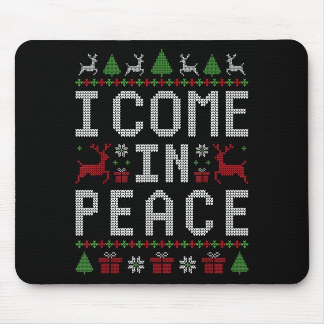 I Come In Peace Couple Matching Ugly Christmas Swe Mouse Pad (Front)