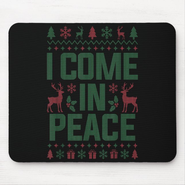I Come In Peace Couple Matching Ugly Christmas Swe Mouse Pad (Front)