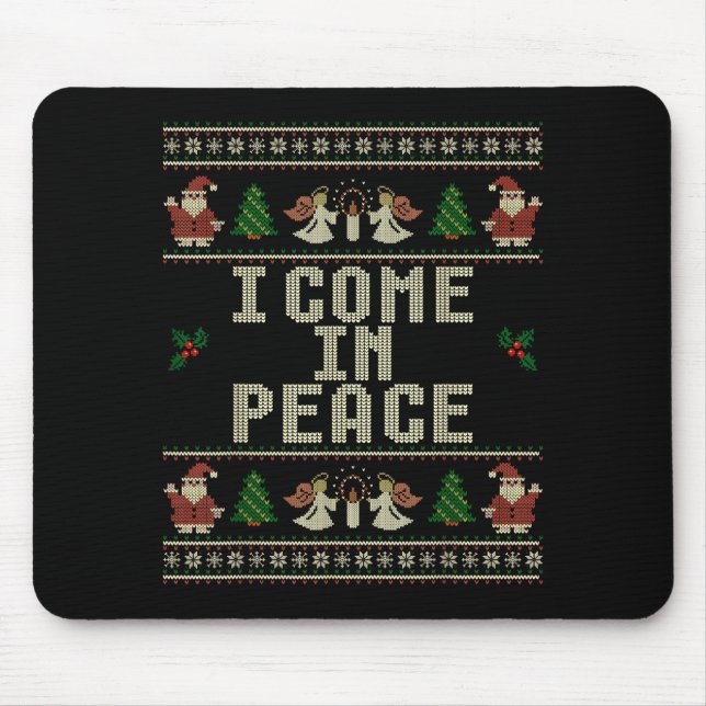 I Come In Peace Couple Matching Ugly Christmas Swe Mouse Pad (Front)