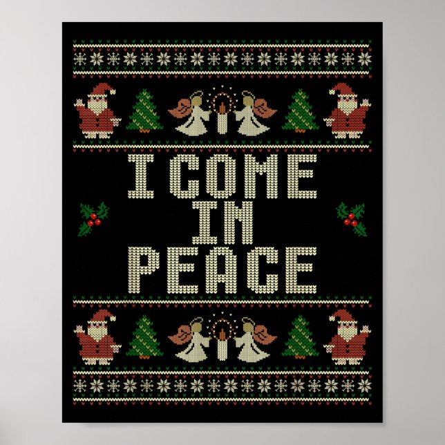 I Come In Peace Couple Matching Ugly Christmas Swe Poster (Front)