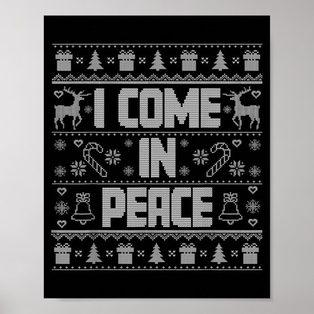 I Come In Peace Couple Matching Ugly Christmas Swe Poster (Front)