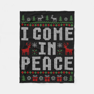 I Come In Peace I'm Peace Matching Couple Christma Fleece Blanket