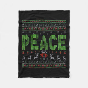 I Come In Peace I'm Peace Matching Ugly Christmas  Fleece Blanket