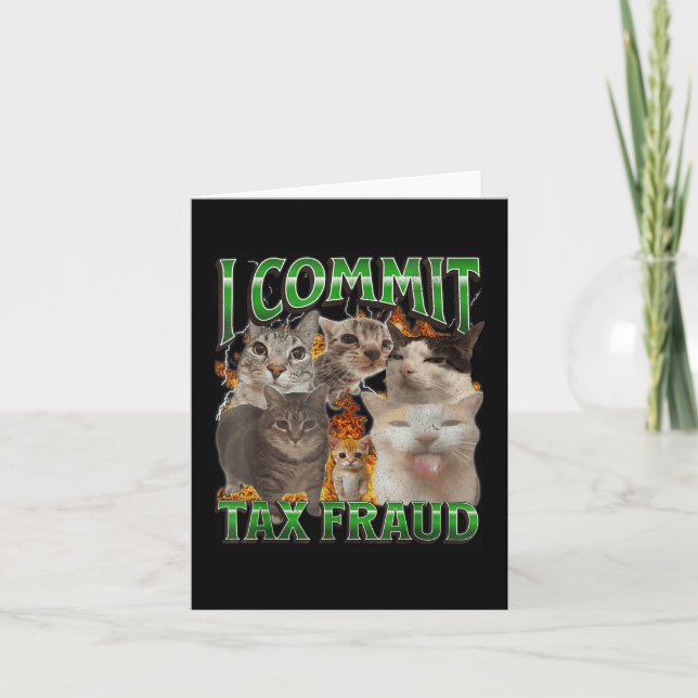 I Commit Tax Fraud Funny Offensive Cat Meme Bootle Card (Front)