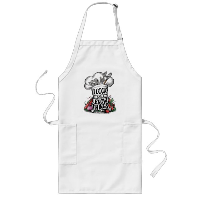 I Cook and I Know Things funny cooking Long Apron (Front)