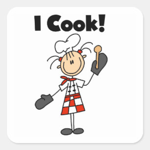 I Cook - Female Chef Square Sticker