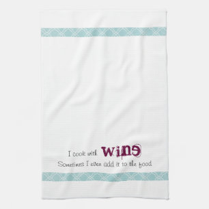 I Cook Food Humour Blue Border Tea Kitchen Towel
