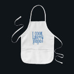 I cook like my Yiayia Greek Kids Apron<br><div class="desc">No one cooks like a Greek grandmother - but little ones can try to emulate Yiayia and sport this adorable kid apron with Grecian blue lettering reading "I cook like my yiayia"</div>