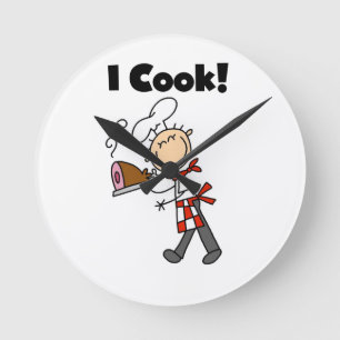 I Cook - Male Chef Round Clock