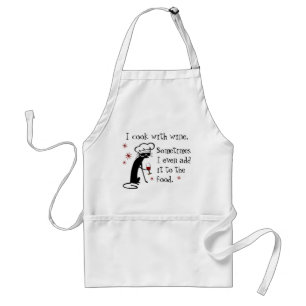 I Cook With Wine Funny Quote with Cat Standard Apron