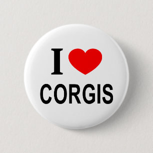I ❤️ CORGIS I LOVE CORGIS I HEART CORGIS 6 CM ROUND BADGE
