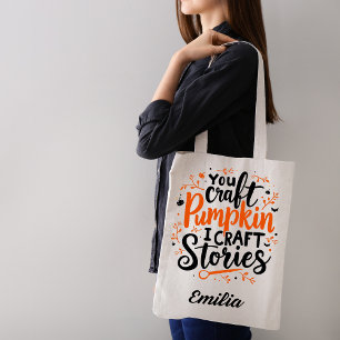I Craft Stories Name Halloween Tote Bag for Writer
