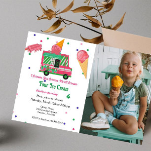 I Cream Four ice gream girl ice cream birthday Invitation