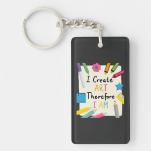I Create Art Message with Colourful Stationery Key Ring