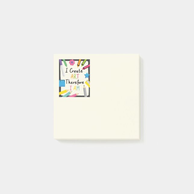 I Create Art Message with Colourful Stationery  Post-it Notes (Front)