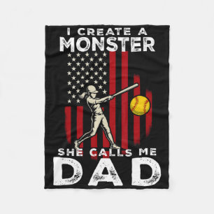I Created A Monster She Calls Me Dad Softll Father Fleece Blanket