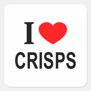 I ❤️ CRISPS I LOVE CRISPS I HEART CRISPS SQUARE STICKER
