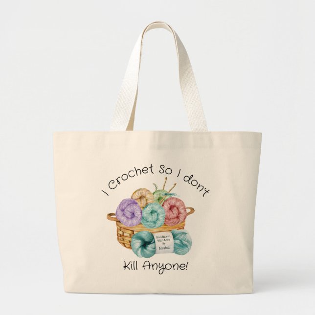 I Crochet Personalised Large Tote Bag (Front)