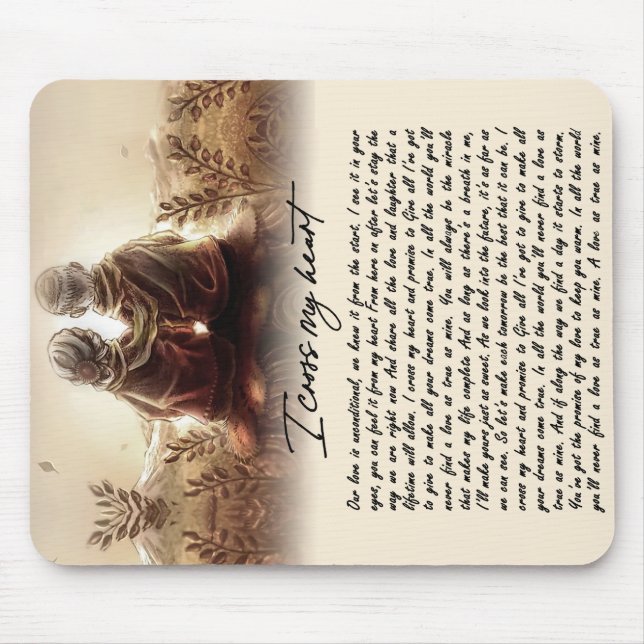 I Cross My Heart Couple Golden Anniversary Gift Mouse Pad (Front)