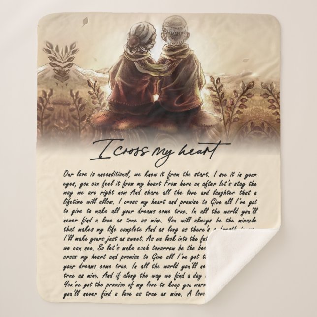 I Cross My Heart Couple Golden Anniversary Gift Sherpa Blanket (Front)