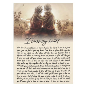 I Cross My Heart Couple Golden Anniversary Gift Tablecloth