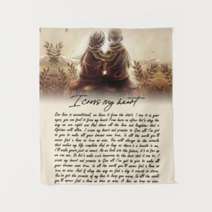 I Cross My Heart Couple Golden Anniversary Gift Tapestry