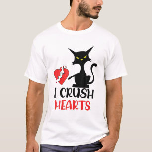 I Crush Hearts Funny Black Cats Valentine Cat Crus T-Shirt