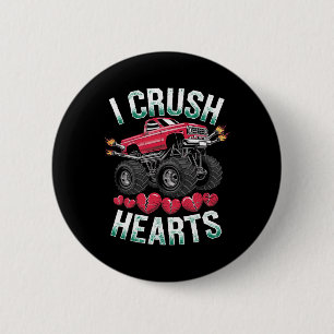 I Crush Hearts Monster Truck Funny Valentines Day 6 Cm Round Badge
