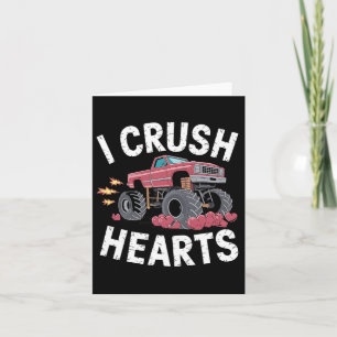 I Crush Hearts Monster Truck Funny Valentines Day Card
