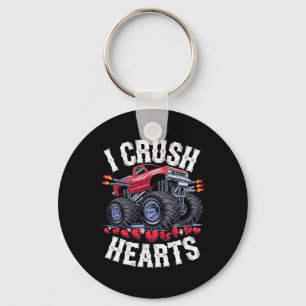 I Crush Hearts Monster Truck Funny Valentines Day Key Ring