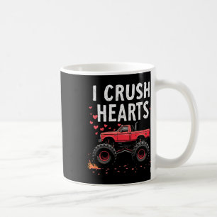 I Crush Hearts Monster Truck Valentine Boys Kids Coffee Mug