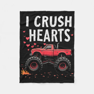I Crush Hearts Monster Truck Valentine Boys Kids Fleece Blanket
