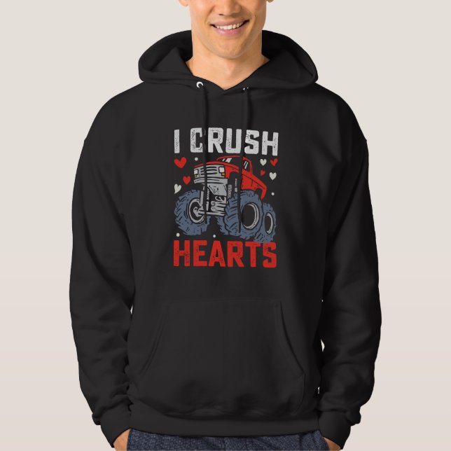 I Crush Hearts Monster Truck Valentine's Day Hoodie (Front)