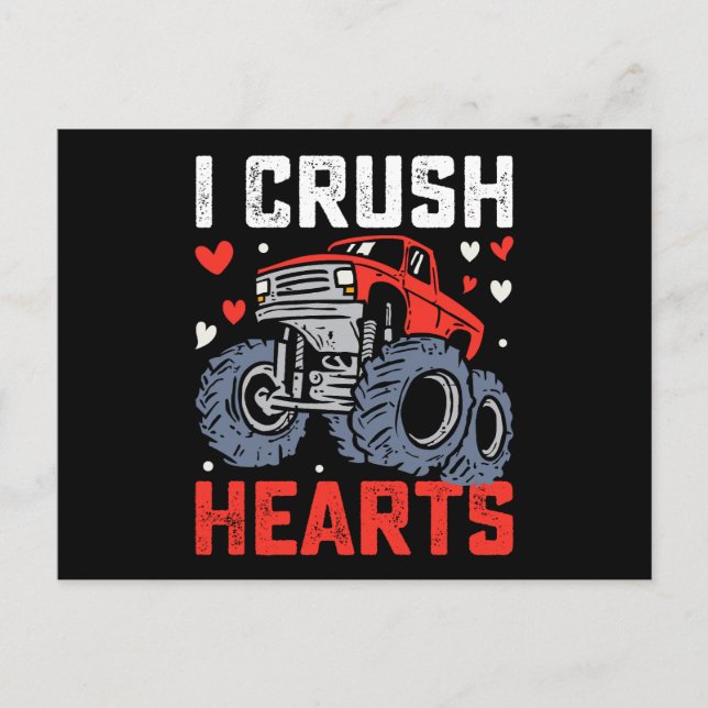 I Crush Hearts Monster Truck Valentine's Day Postcard (Front)