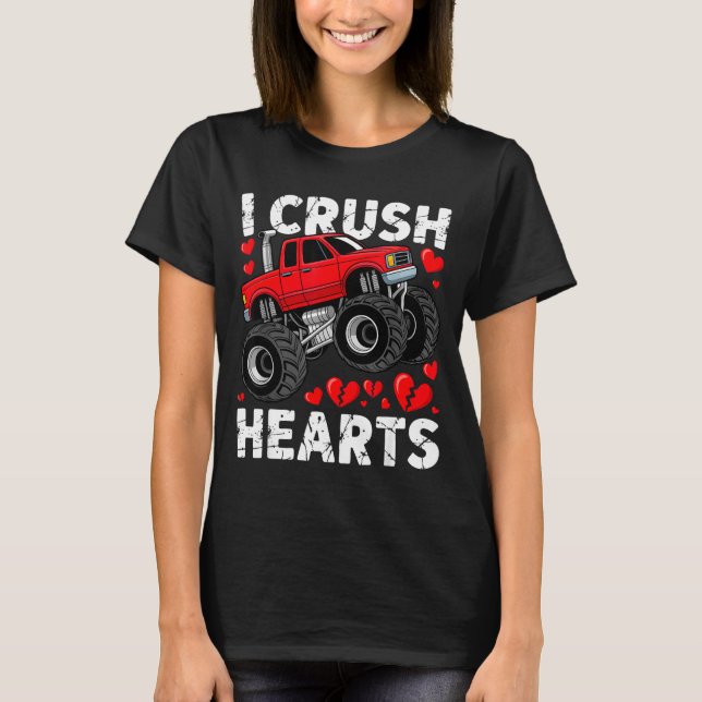I Crush Hearts Valentine Monster Truck Boys Toddle T-Shirt (Front)