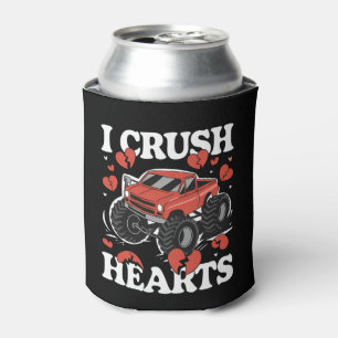 I Crush Hearts Valentine's Day Monster Truck Can Cooler