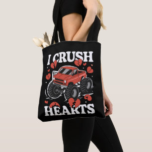 I Crush Hearts Valentine's Day Monster Truck Tote Bag
