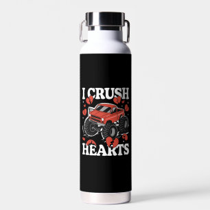 I Crush Hearts Valentine's Day Monster Truck Water Bottle