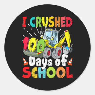 I Crushed 100 Days Of School 100 Days Of School Te Classic Round Sticker