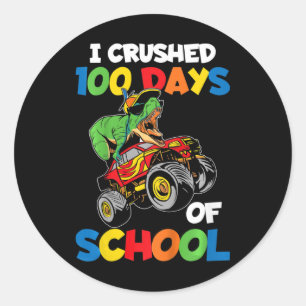 I Crushed 100 Days Of School Boys 100th Day Of Sch Classic Round Sticker