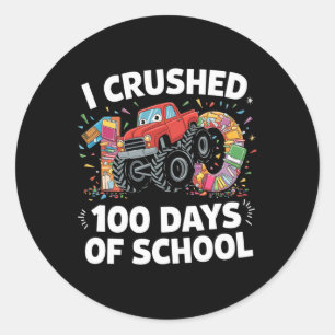 I Crushed 100 Days Of School Boys Kids 100th Day O Classic Round Sticker