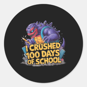 I Crushed 100 Days Of School Boys Kids - Monster D Classic Round Sticker