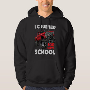I Crushed 100 Days Of School Boys Monster Truck Hoodie