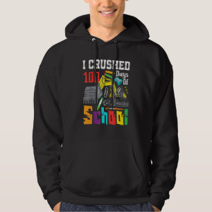I Crushed 100 Days Of School Construction Vehicle Hoodie