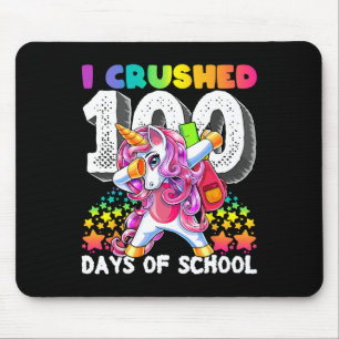 I Crushed 100 Days Of School Dabbing Unicorn Gift Mouse Pad