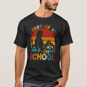 I Crushed 100 Days Of School Dinosaur Rex Boys Ki T-Shirt