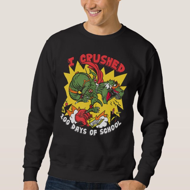 I Crushed 100 Days Of School Dinosaur T Rex Tee Ki (Front)
