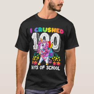 I Crushed 100 Days Of School Flossing Unicorn Gift T-Shirt