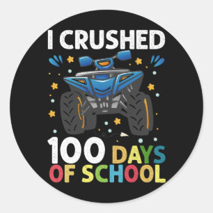 I Crushed 100 Days of School Monster Truck Boys Classic Round Sticker