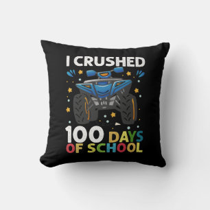 I Crushed 100 Days of School Monster Truck Boys Cushion